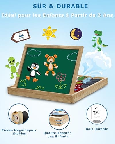 HELDENGUT® Puzzle en Bois Magnétique dès 3 Ans - Jouet pour Filles dès 3 Ans - Jeu Magnétique Créatif & Durable dès 3 Ans