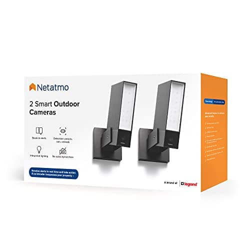 Netatmo outdoor Pack 2 Caméras Extérieures, Détection de Personnes,1920p, Voitures et Animaux, Aluminium Noir, NBU-2-NOC-AMZ