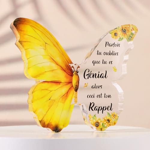 BETESSIN Cadeau Anniversaire Femme Plaque Acrylique Gaufrée Inspirante Idée Cadeau Original Noël pour Meilleure Amie Copine Sœur Maman Fille