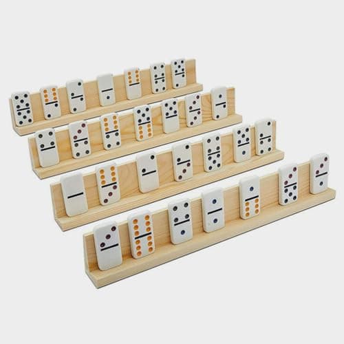 Vaguelly Ensemble De 8 Pièces Base de Lettre en Bois Support de Train Mexicain Support de tuiles de Dominos présentoirs Porte-Dominos en Bois Support de Cartes de Jeu Jouet Plateau décorer