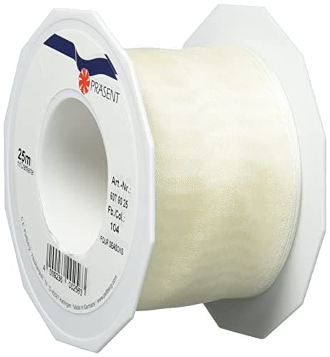 PRÄSENT C.E. Pattberg 4 Seasons Ruban d'organza laitonné Crème 60 mm x 25 m