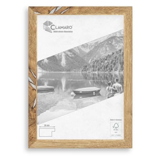 Clamaro 'Collage' Cadre Photo 70x100 Fait à la Main sur Mesure | Chêne Vieux | Cadre Portrait en Bois MDF avec vitre en Verre Acrylique, Panneau arrière et Suspension