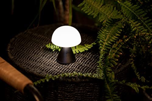 Lexon MINA Mini Lampe Champignon sans fil rechargeable, lampe LED à poser ou de chevet, à variateur d'intensité, jusqu'à 12h d'autonomie - Gris Métallique