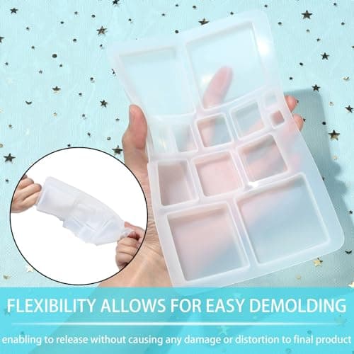 UR URLIFEHALL Lot de 5 moules carrés en silicone pour cabochon en résine pour bijoux, loisirs créatifs, décoration d'intérieur, loisirs créatifs
