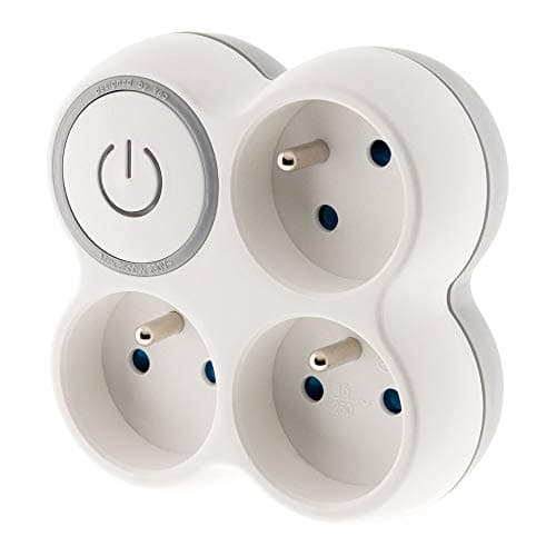 Triplite 16A 2P+T façade avec interrupteur gris/blanc