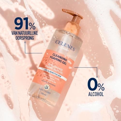 Celenes by Sweden Gel Nettoyant Visage à Plaquebière, Mousse Nettoyante Visage 250ml - Nettoyant Visage Apaiser-Nourrir, Demaquillage Visage Sans Parabèn-Alcool, Nettoyant Visage Peau Sensible & Sèche
