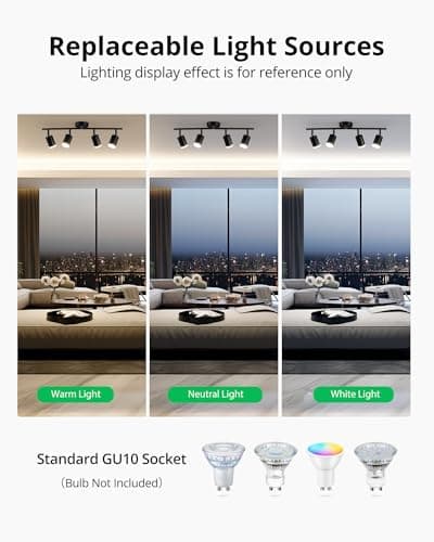 Bojim Plafonnier 4 Spots Orientables, GU10 Plafonnier Spots Pivotants, Moderne Spot de Plafond Noir Mat Luminaire Plafonnier pour Cuisine Couloir Salon Chambre Coucher, Sans Ampoule