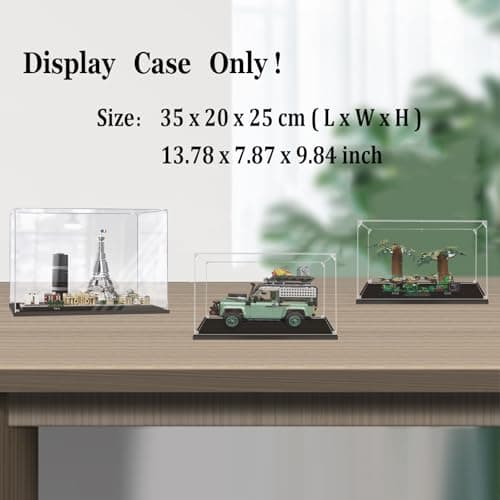 BOOVAX Vitrine pour Lego-10317/21044/75353 - Présentoir Vitrine en Acrylique Transparente pour [Diorama-Poursuite-Speeder-sur-Endor/Defender 90/Paris] - 35x20x25cm