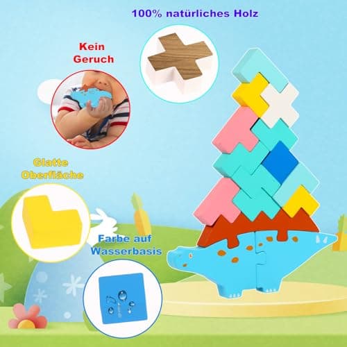 Akosuntoys Montessori Jouet à partir de 3, 4, 5 ans, dinosaure à partir de 3, 4, 5 ans, cadeau pour garçon, 3, 4, 5 ans, jeux éducatifs à partir de 3, 4 ans, jeux à partir de 3 à 5 ans