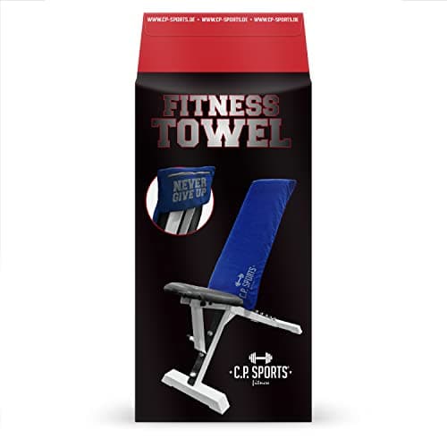C.P. SPORTS Serviette de Fitness en Microfibre | Fixation + Sac avec Fermeture éclair | Gym Training Sport | Extra Doux, Lavable, Longue et Grande | pour Homme et Femme | Couleur Bleu foncé
