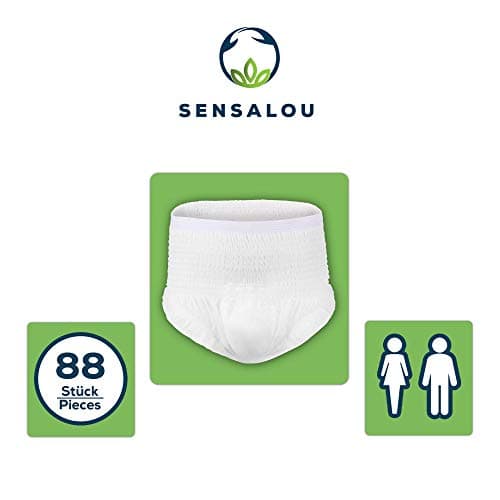 Sensalou Lot de 88 couches d'incontinence pour adultes - Taille S (88 pièces) - Pour filles et garçons - Couches culottes pour jeunes adultes - Jour Nuit
