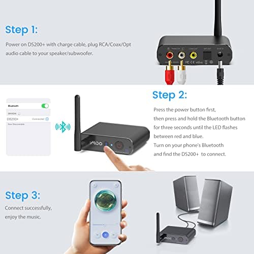 YMOO HD Récepteur Bluetooth 5.1, Hi-FI Adaptateur Bluetooth Aptx-LL/AptX HD avec DAC Audiophile, Sortie Analog L/R RCA/Optical/Coax pour Ampli Stereo/Récepteur AV/Audio Stéréo, Longue Portée