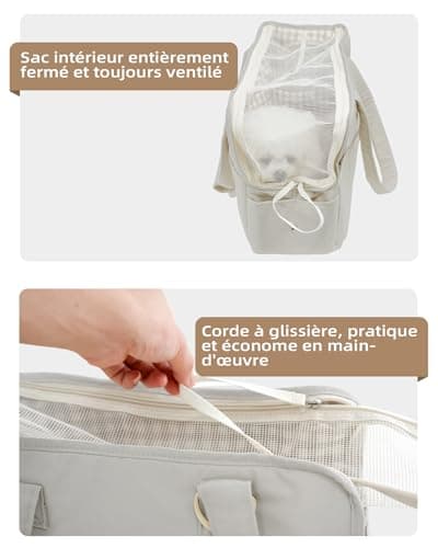 ONECUTE Sac de Transport pour Chat Chien Chiot Respirant et Pliable Sac de Voyage Sac à Bandoulière Sac à Main Chien pour Petit Animaux Capacité de Charge Jusqu'à 3 kg (Petit, Gris)