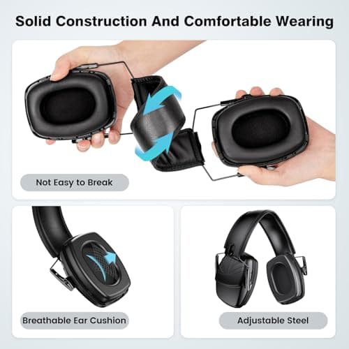 Link Dream Casque Anti Bruit Enfant Adulte - Casque Antibruit Enfant SNR 35dB - Protection Auditive de Travail, Confortable et réglable, pour l’Autisme, Travaux de voirie, Chantiers, Aéroports, Noir