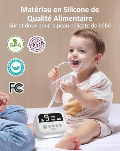 Aspirateur nasal Mouche-bébé électrique |9 forces d'aspiration Aspirateur à sécrétions nasales Aspirateur pour bébé rechargeable avec musique