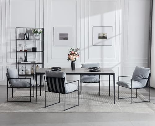 Wahson Lot de 2 Chaise Salle à Manger en Chenille Chaise de Cuisine Moderne Rembourré avec Pieds en Métal, Chaise de Salon avec Accoudoirs pour Salle à Manger/Chambre/Restaurant,Girs