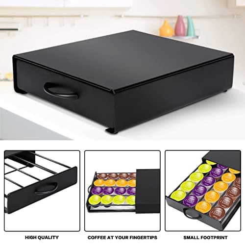Masthome Porte Capsule Dolce Gusto, Support Porte Dosette/Capsules de Café, Capacité 20 Capsules, Tiroirs de Rangement pour Cuisine de Comptoir à Domicile, Offre 1 Chiffon de Nettoyage