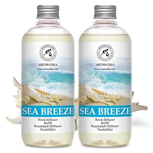 Recharge Diffuseur Roseaux Set de Brise de Mer 2x500ml - Reed Diffuser Refill Sea Breeze - Fragrance Fraîche et Durable - Recharge pour Diffuseur d'arômes - Aromathérapie - Desodorisant Maison