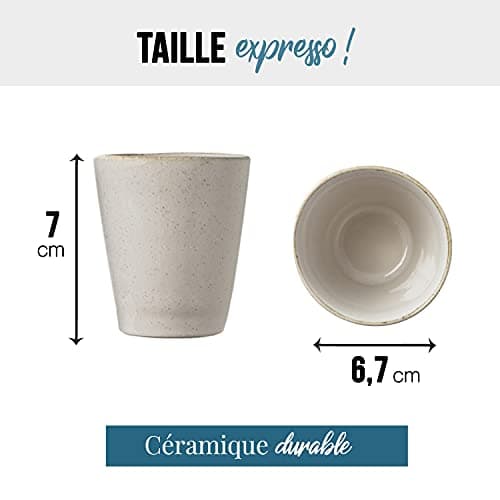 Origeens SET TASSE A CAFE EXPRESSO | Set Tasse Expresso Céramique Artisanale du Portugal | Service Tasse à café 120mL x4 | Coffret cadeau original