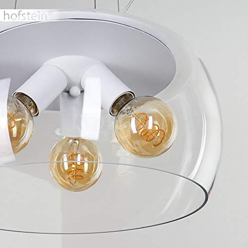 Suspension Ahanga en métal noir et verre fumé, lampe pendante rétro-design idéale dans un salon contemporain, Ø 25 cm, hauteur max. 250 cm, pour 1 ampoule E27, ampoule(s) non incluse(s)