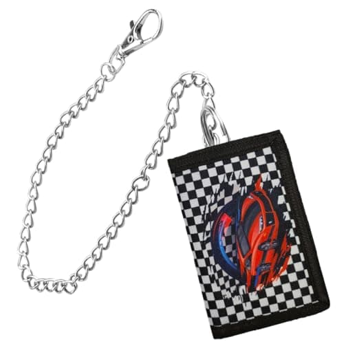 XPEX 1 Pièces Porte Monnaie Enfant Avec Chaîne, 12*8*1Cm Portefeuille Enfant Rfid, Orte Monnaie Pour Enfants Pour Garçons Et Filles, Portefeuille De Dessin Animé Avec Fermeture Éclair (bloc,C) (D)
