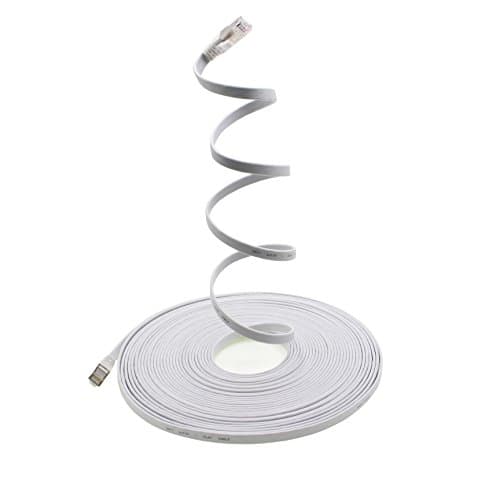 1aTTack.de Câble ruban LAN Ethernet Gigabit CAT.7 (RJ45) câble réseau câble brut (10 Gbit/s) câble d'installation plat mince 15 m - blanc - 1 pièce