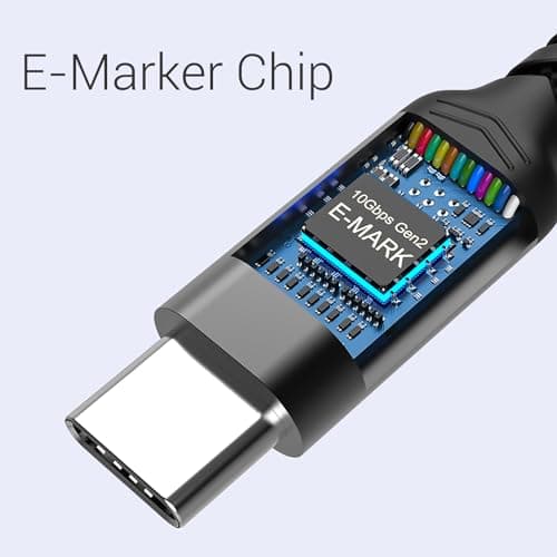 10Gbps coudé câble USB C[50cm 2paquets],court 100W charge rapide | angle droit 5a usb c à c 10gbps haute vitesse de données marquage électronique Chip Line, 4K@60Hz Affichage vidéo