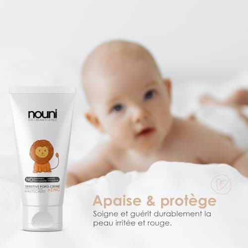 SOS Crème de protection des plaies + zinc 100 ml Crème Popo – Protection des plaies dans la zone des couches – Soin intensif pour la peau des enfants – Sans additifs nocifs nouni