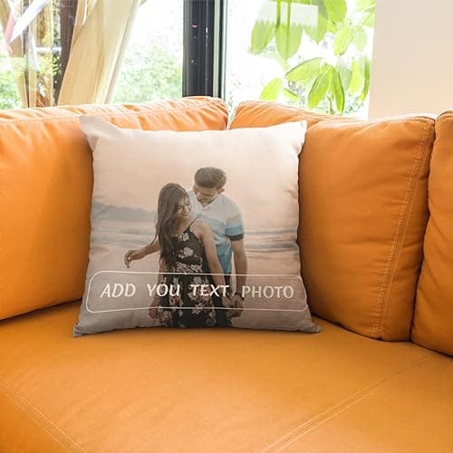 Coussin Personnalisé, Concevez Votre Propre Oreiller Photo, Impression Recto Verso, Oreiller De Couchage Amovible Et Lavable, Adapté Aux Cadeaux Créatifs Maison/Hôtel/Vacances (1 Photo, 40 x 40 cm)