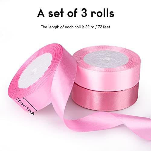ASTARON Rose ruban robe de mariée bouquet bricolage artisanat 1 pouce, ruban de couleur solide tissu ruban cadeau emballage cadeau de Noël noeud papillon Bun ruban décoration