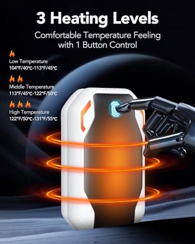 Chauffe Main Rechargeable 2 Pack, 6000mAh Chaufferette Main Reutilisable avec 3 Modes de Chauffage Réglables Portable Chauffe Main Electrique Cadeau de Noël pour Camping, Golf, Randonnée
