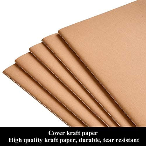 FOCCTS 10pcs Carnet Ligné/Cahier Medium A5 Journal Kraft Couverture Notebook Carnet de Notes Kraft Marron Croquis Papier Cahier de Poche A5 pour Bureau Agenda L'école L'écriture Dessin Journal Voyage