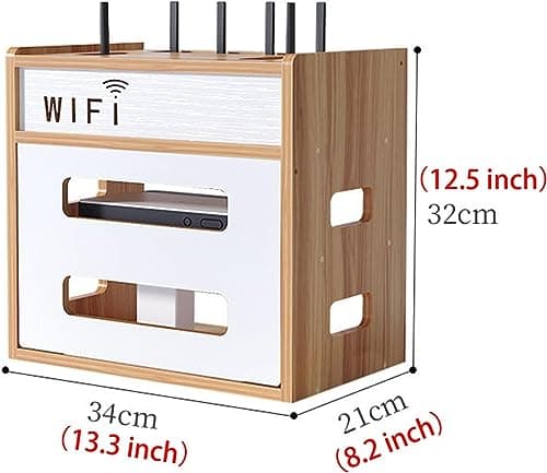 Catekro Boîte de Rangement en Bois pour Modem WiFi, Armoire de Rangement WiFi, Étagère Murale, Étagères Murales (Marron-Bois-OA272)