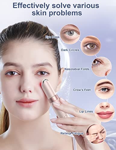 ANLAN Appareil Massage des Yeux EMS, Masseur pour Yeux 4 modes Anti Cernes Rides Poches, Appareil Soin Yeux Rechargeable avec Affichage LCD(38-45°C) Rose