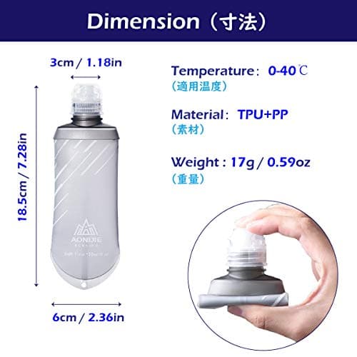 Azarxis Gourde Souple Flasque Running Gourde Sport Pliable Poche Hydratation Flacon Bouteille d'eau pour Randonnée Marathon (170ml - 2 Pièces)