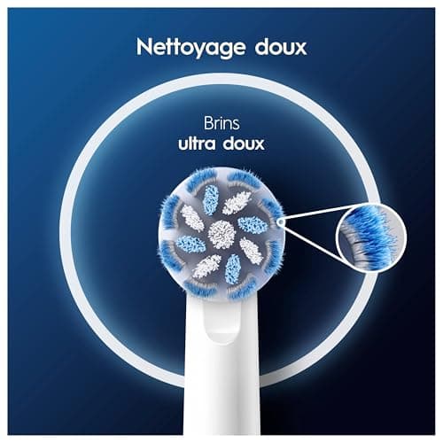 Oral-B Pro Sensitive Clean Brossettes De Rechange, Blanches Et Rondes Pour Éliminer Plus De Plaque, Nettoyage En Profondeur, Compatibles Avec Les Brosses Électriques Sauf iO/Pulsonic, Lot De 12 Têtes