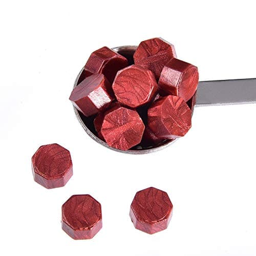Kit de Cire pour Xceau,240 PCS Perles de Cire à Cacheter PCS+2 Bougie de Thé Blanc+1 Cachetage d'octogone de Cuillère Sceau Cire pour Cachet de Cachet de Cire Rouge