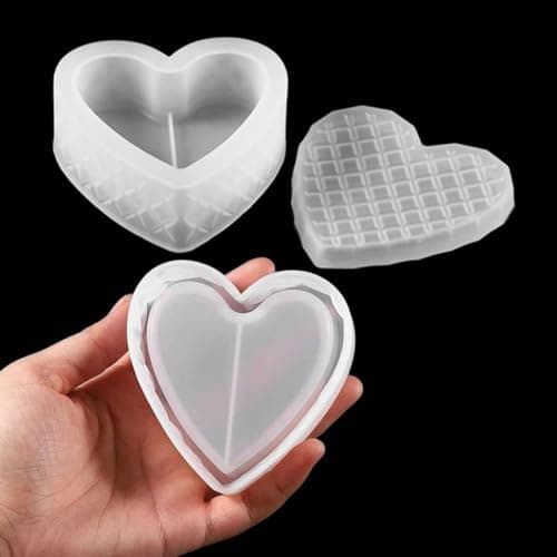 Finelnno Moule Silicone Resine Epoxy Boîte de Rangement Coquille de Stockage Cœur de Maquillage pour Coulée De Bijoux Porte-Stylo Bougeoir Plateau
