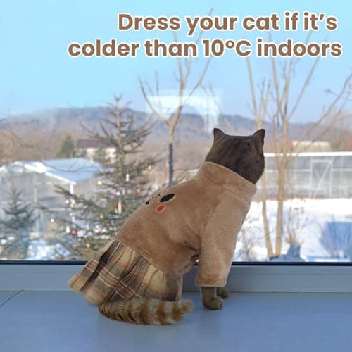 Hjumarayan Vetement Chat, Pull pour Chat Manteau Chat Hiver Pull Chihuahua Pull Polaire Chat Chien, Pull Noel pour Chat Pull Chat Sphynx Petit Chien Yorkshire, Marron M