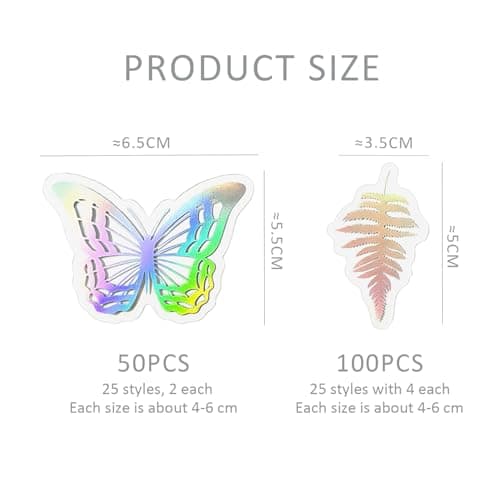 Lot de 150 autocollants laser holographiques, feuilles et papillons, autocollants transparents à paillettes argentées, pour scrapbooking et album photo, autocollants de décoration DIY