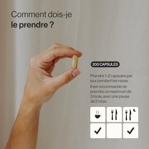 Huile d'Onagre Pressée À Froid, 1000mg Huile Onagre par gélule | 200 Gélules, 10% GLA et Vitamine E | Complément Alimentaire Peau, Cheveux, Ongles & Spécial Bien-Être Femme | Zenement