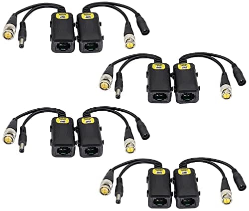 zdyCGTime Balun vidéo passif RJ45 femelle vers BNC mâle émetteur-récepteur réseau CC, câble de surveillance Full HD RJ45 vers BNC compatible avec tous les équipements vidéo (16,5 cm 4 paires)