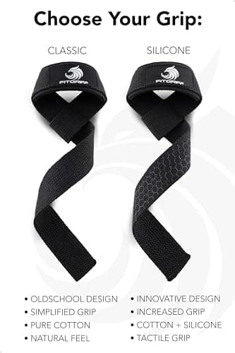 Fitgriff® Sangle de Tirage Musculation - Lifting Straps pour Fitness, Levage, Gym - Accessoires Salle de Sport (Original Black, Standard (Plus de 16cm de Poignet))