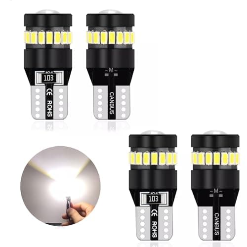 YOUNLEN 4Pieces Ampoule LED W5W T10 194 6500K(Blanc),Ampoule T10 LED,Canbus Sans Erreur,12V 1.5W,18SMD 3014|1SMD 3030 Puces,éClairage IntéRieur De Voiture,Plafonnier,Conception Blanc Non Polaire