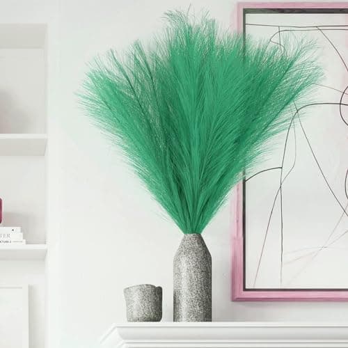 VIDSTW 30 Pièces Herbe de la Pampa Vert Pampa Artificielle de Moelleux Pampas Fleur Sechees Decoration Boheme Pampa Fleur Sechees Naturel Décoration Fleur Sechees pour Mariage Maison