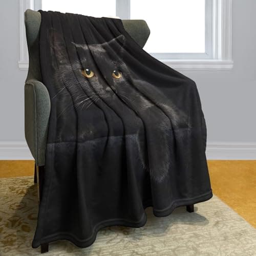 YISUMEI - Couverture polaire douce Chat Noir 150 x 200 cm Plaid Convient pour canapé ou lit