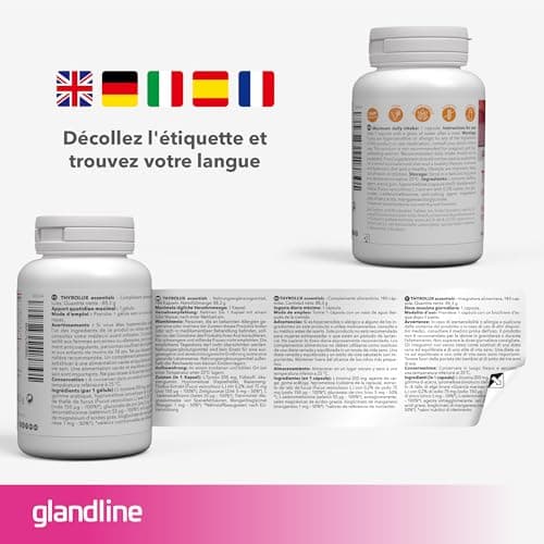 Thyroide – Capsules de Zinc, Selenium, Tyrosine, Iode et Manganese – 180 Gélules pour 180 Jours – Sans gluten – Sensilab ThyroLux Essentials
