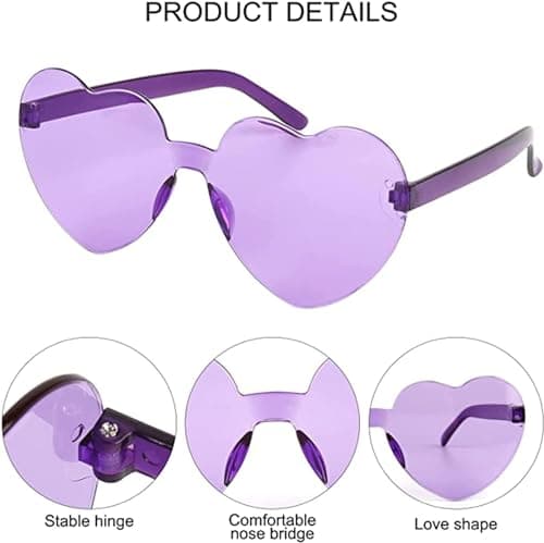 SHSHbuy Lunettes de Fête,12 Paires de Lunettes en Forme de Coeur Étoile Hippie Rétro,Drôle de Lunettes de Soleil de Fête Pour Fête D'anniversaire,Carnaval Accessoires Photo