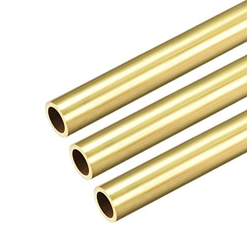 sourcing map Tube Laiton Rond 300mm Longueur 10mm Diamètre Externe 1mm Paroi Épaisseur Sans Couture Droit Tuyau 3 Pcs