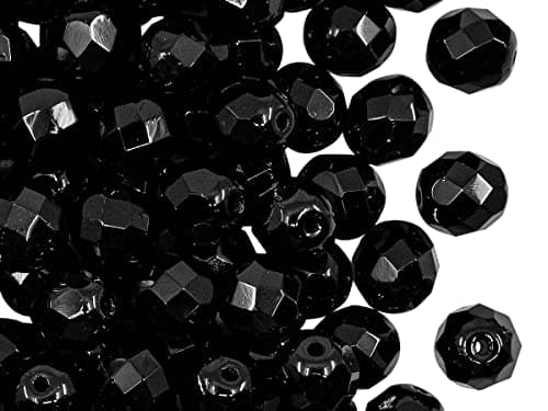 275 pcs Set of Fire Polished Faceted Czech Glass Beads One Color - 3mm, 4mm, 6mm, 8mm (Jet Black 23980)